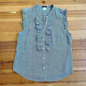 J. Crew linen blend ruffle sleeveless top. Size 0.